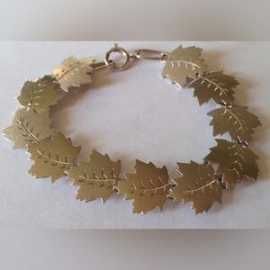 LA Mode Original - Hand Engraved - Leaf Link 12K Gold Filled Bracelet